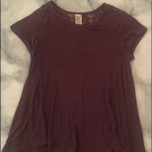 Purple short sleeve blouse